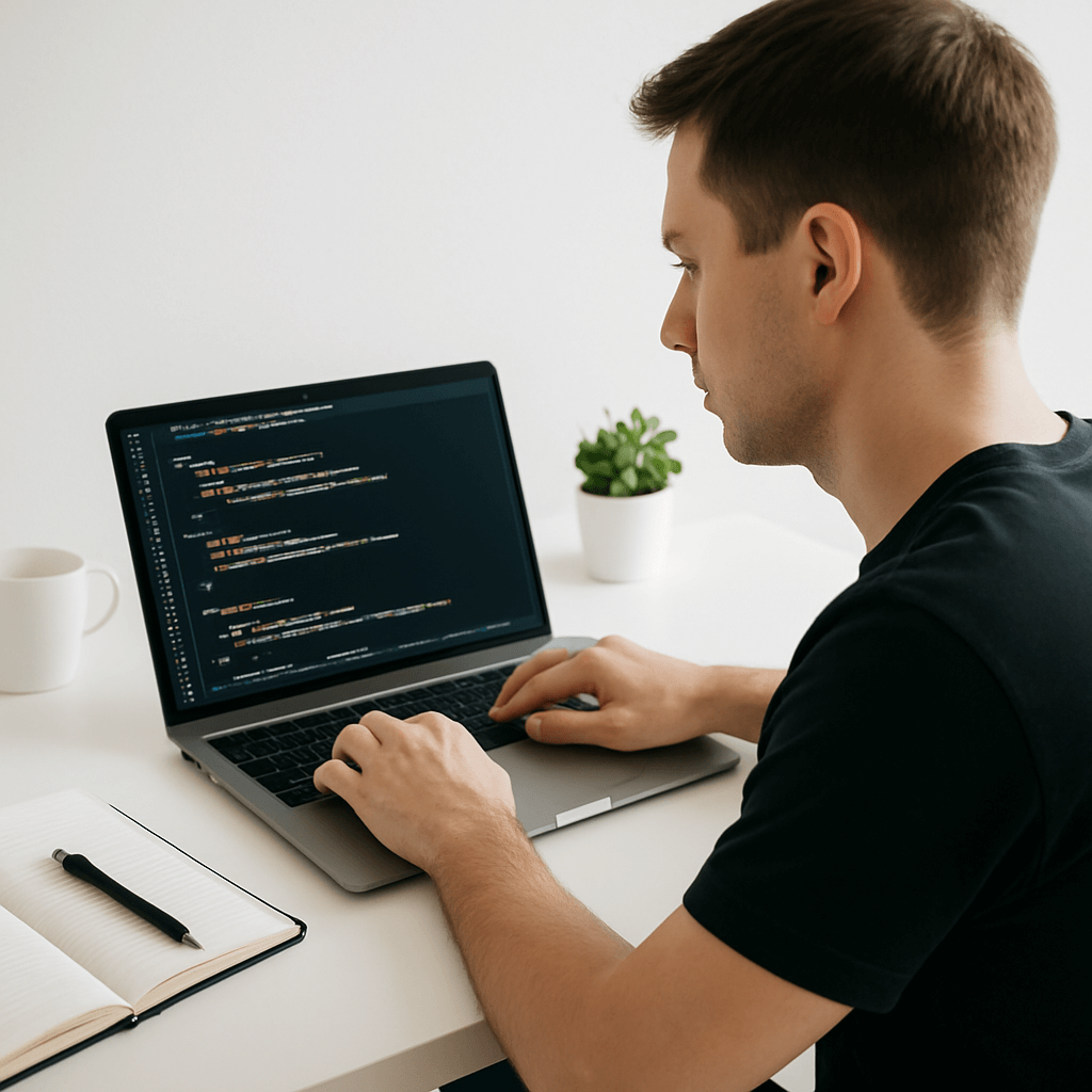 Author at work — coding and studying